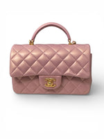 将图片加载到图库查看器，Chanel Mini Top Handle Iridescent Pink Lambskin Gold-tone Hardware
