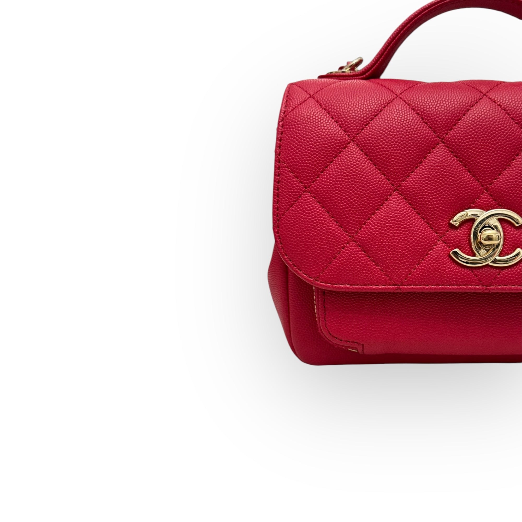 Chanel Business Affinity Small, Strawberry Red Grained Calfskin - Caviar, Gold-tone Hardware