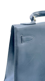 Load image into Gallery viewer, Hermes Kelly32 Sellier Vintage Black Box 24kt Plated-Gold Hardware
