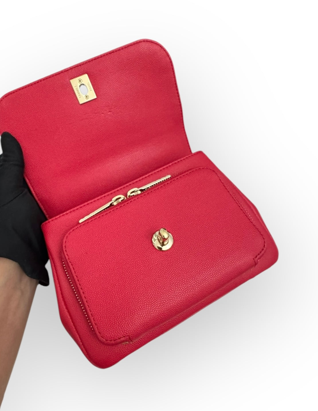 Chanel Business Affinity Strawberry Red Grained Calfskin - Caviar, Gold-tone Hardware