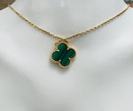 Load image into Gallery viewer, Van Cleef and Arpels VCA Vintage Alhambra 1 Motif Pendant and Necklace, Malachite Yellow Gold
