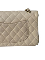 Load image into Gallery viewer, Quilted beige handbag with gold hardware on a white background
