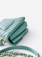 将图片加载到图库查看器，Chanel Trendy CC Small Chevron Sky Blue Lambskin Gold-tone Hardware
