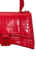 将图片加载到图库查看器，Balenciaga Hourglass XS Handbag,  Lipstick Red Croc-Embossed Calfskin, Red Enamel-plated Hardware
