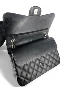 Chanel Timeless Classic Jumbo Black Caviar Silver-tone Hardware