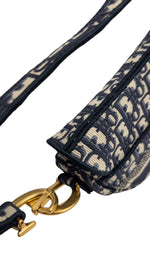 将图片加载到图库查看器，Christian Dior Saddle Bag Medium Navy Oblique Canvass Gold-tone Hardware
