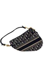 Load image into Gallery viewer, Christian Dior Saddle Bag Medium Navy Oblique Canvass Gold-tone Hardware
