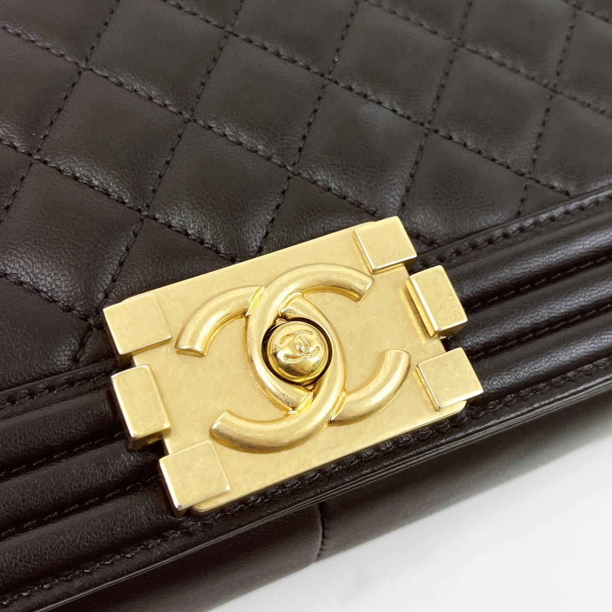 Chanel Leboy New Medium Black Diamond Quilted Lambskin Gold Hardware