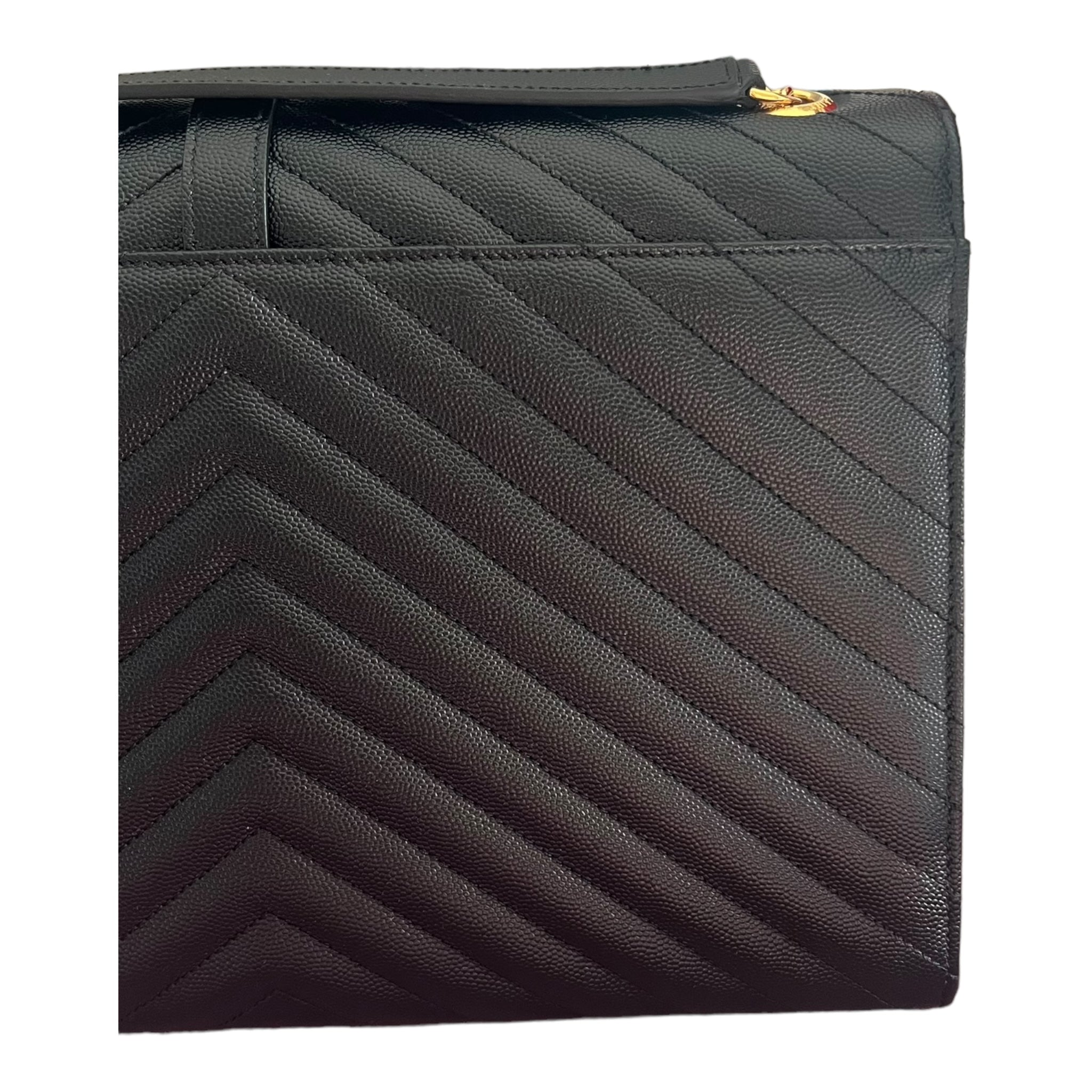 Saint Laurent Envelope Bag Grain de Poudre Chevron Quilted Large YSL