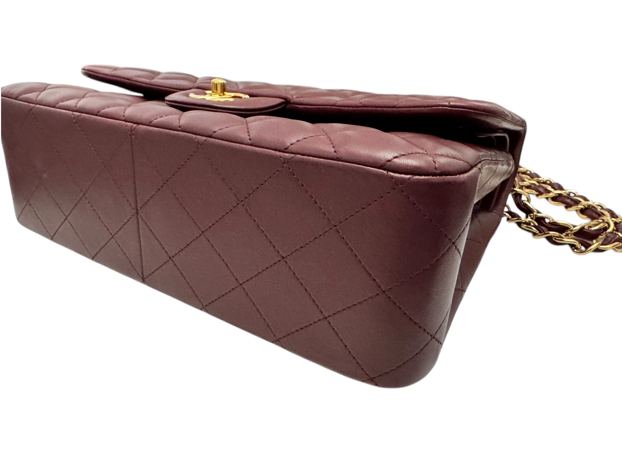 Chanel Timeless Classic Jumbo Burgundy Lambskin Gold-tone Hardware