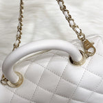 Load image into Gallery viewer, Chanel Coco Handle Mini White Caviar Gold-tone Hardware
