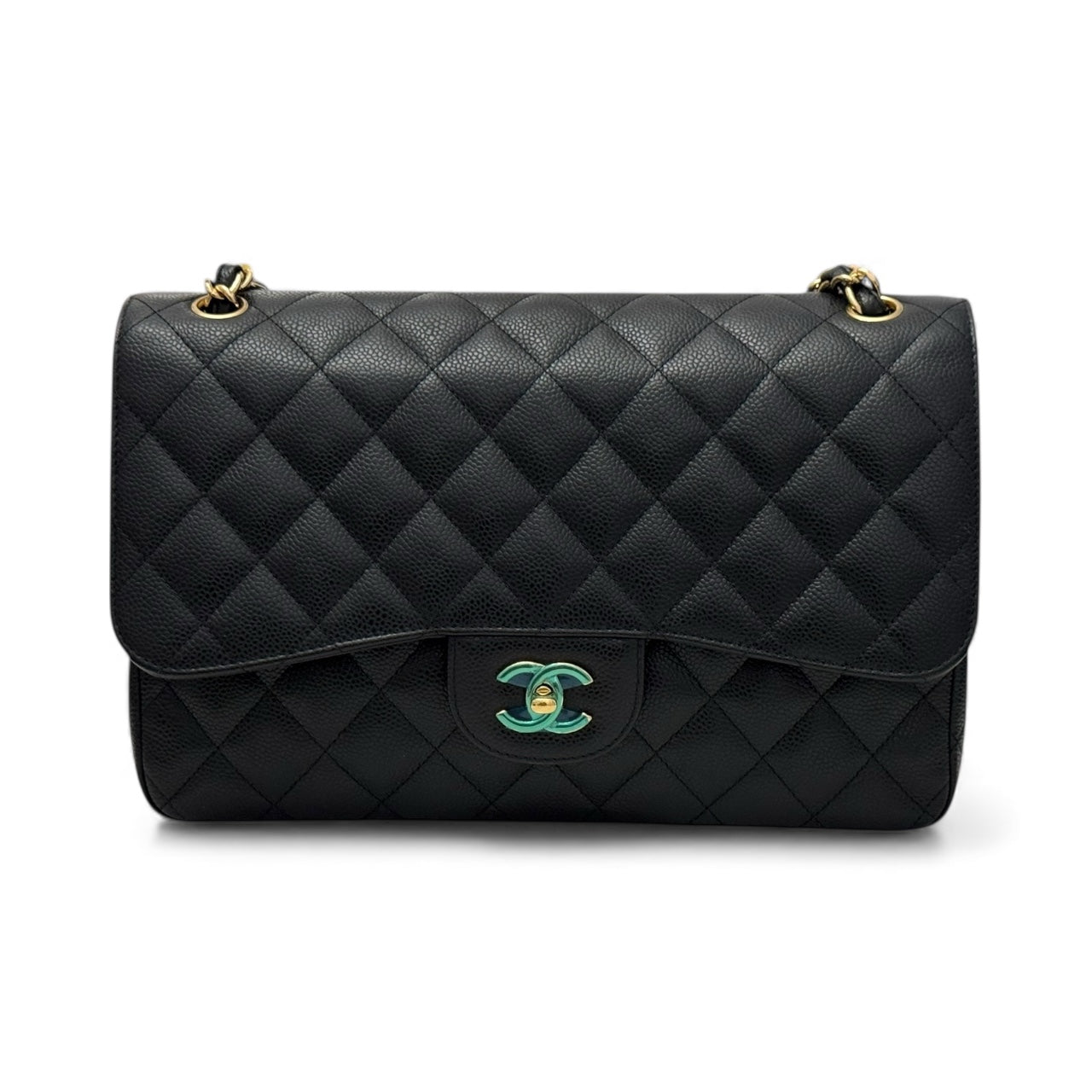Chanel Timeless Classic Jumbo Black Caviar Gold-tone Hardware