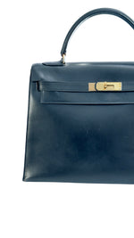 Load image into Gallery viewer, Hermes Kelly32 Sellier Vintage Black Box 24kt Plated-Gold Hardware
