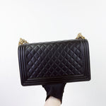 将图片加载到图库查看器，Chanel Leboy New Medium Black Diamond Quilted Lambskin Gold Hardware
