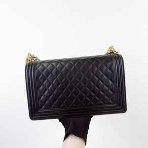 Chanel Leboy New Medium Black Diamond Quilted Lambskin Gold Hardware