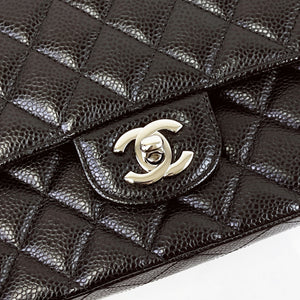 Chanel Classic Medium Black Caviar Silver-tone Hardware