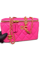 Load image into Gallery viewer, Chanel Coco Hearts Vanity Case, Quilted Barbie Pink Lambskin Gold-tone Hardware
