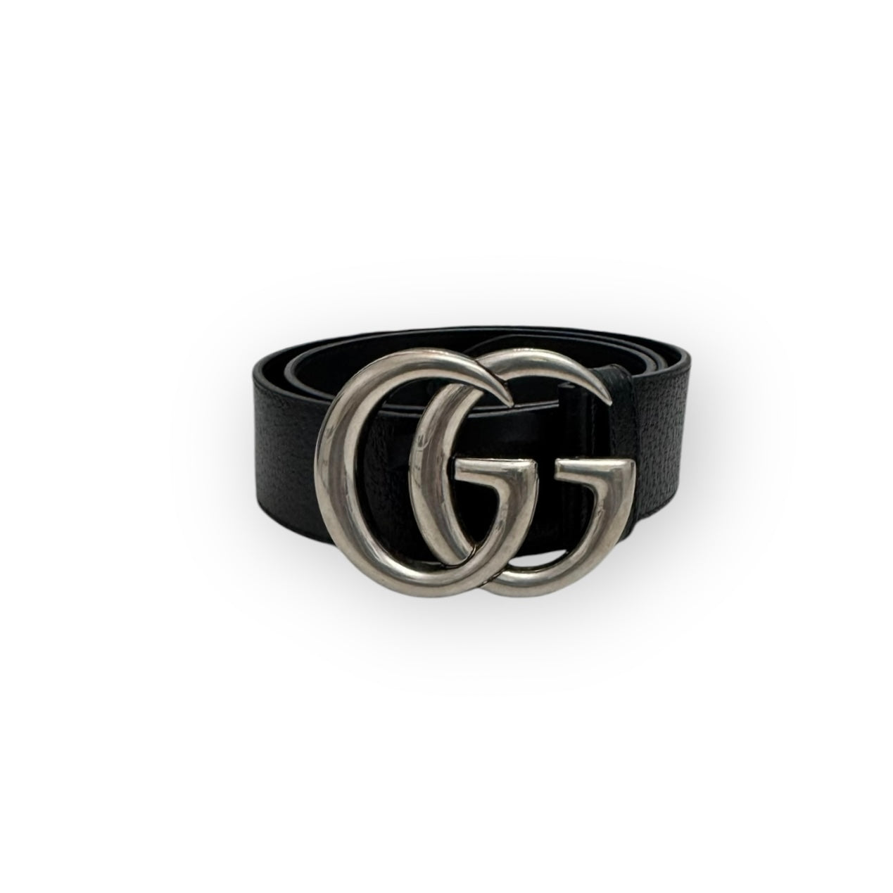 Gucci Marmont Belt, 40mm Wide, Size 32/80cm, Black Leather, Antique Palladium-Plated Hardware