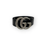 Charger l&#39;image dans la galerie, Gucci Marmont Belt, 40mm Wide, Size 32/80cm, Black Leather, Antique Palladium-Plated Hardware
