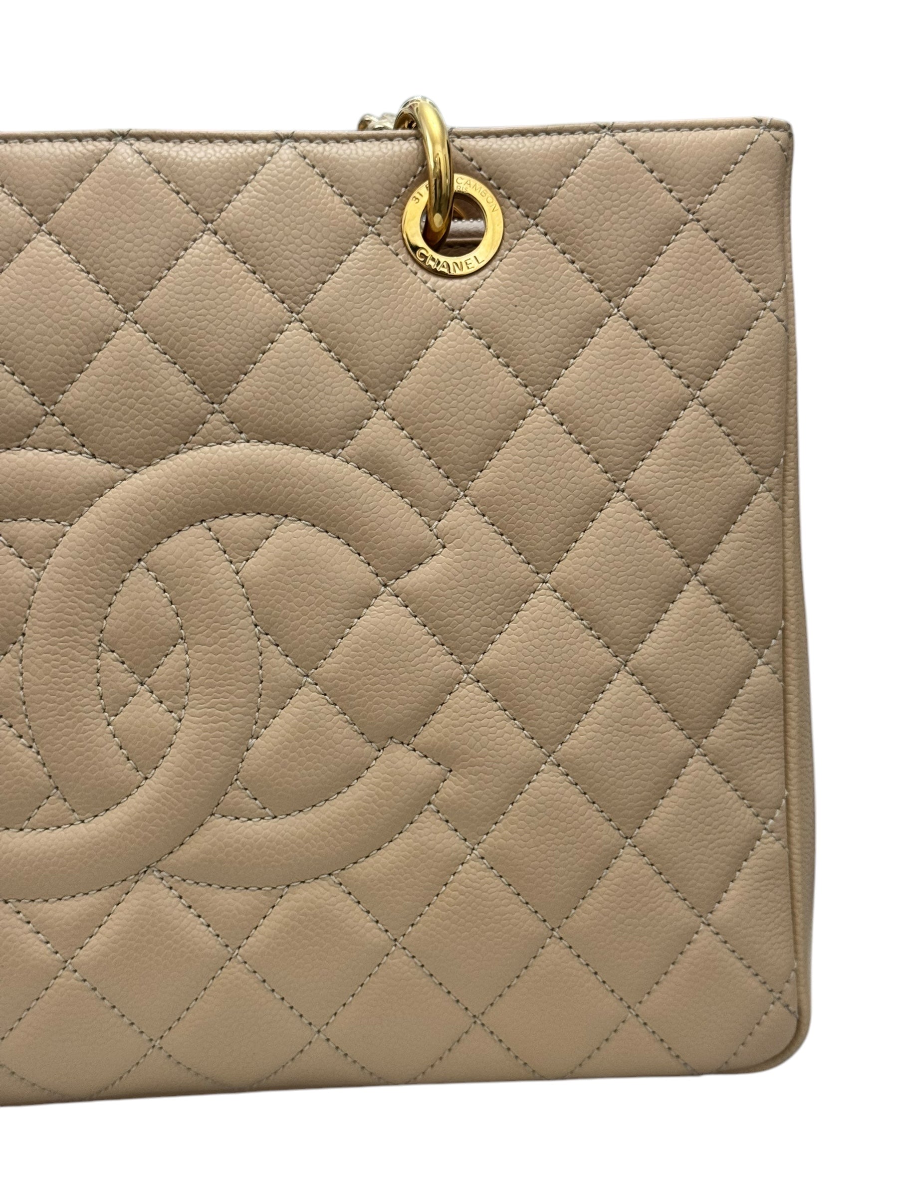 Chanel Grand Shopper Tote GST Dark Beige Caviar Gold-tone Hardware