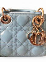 将图片加载到图库查看器，Christian Dior Lady Dior Micro Baby Blue, Gold-tone Hardware
