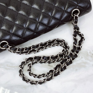 Chanel Classic Medium Black Caviar Silver-tone Hardware