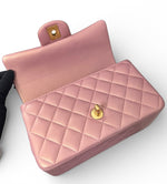 将图片加载到图库查看器，Chanel Mini Top Handle Iridescent Pink Lambskin Gold-tone Hardware
