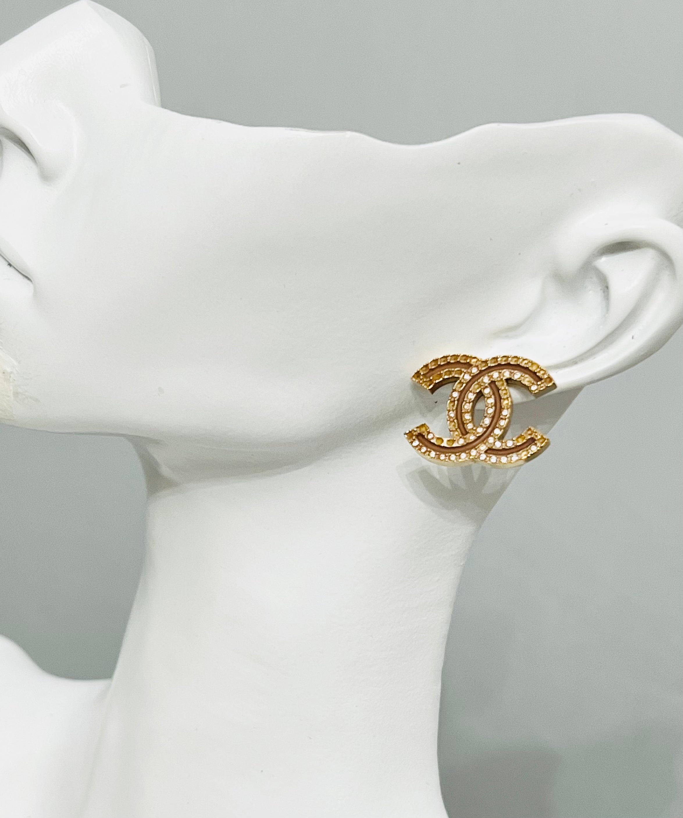 Chanel Large Gold Metal Earrings