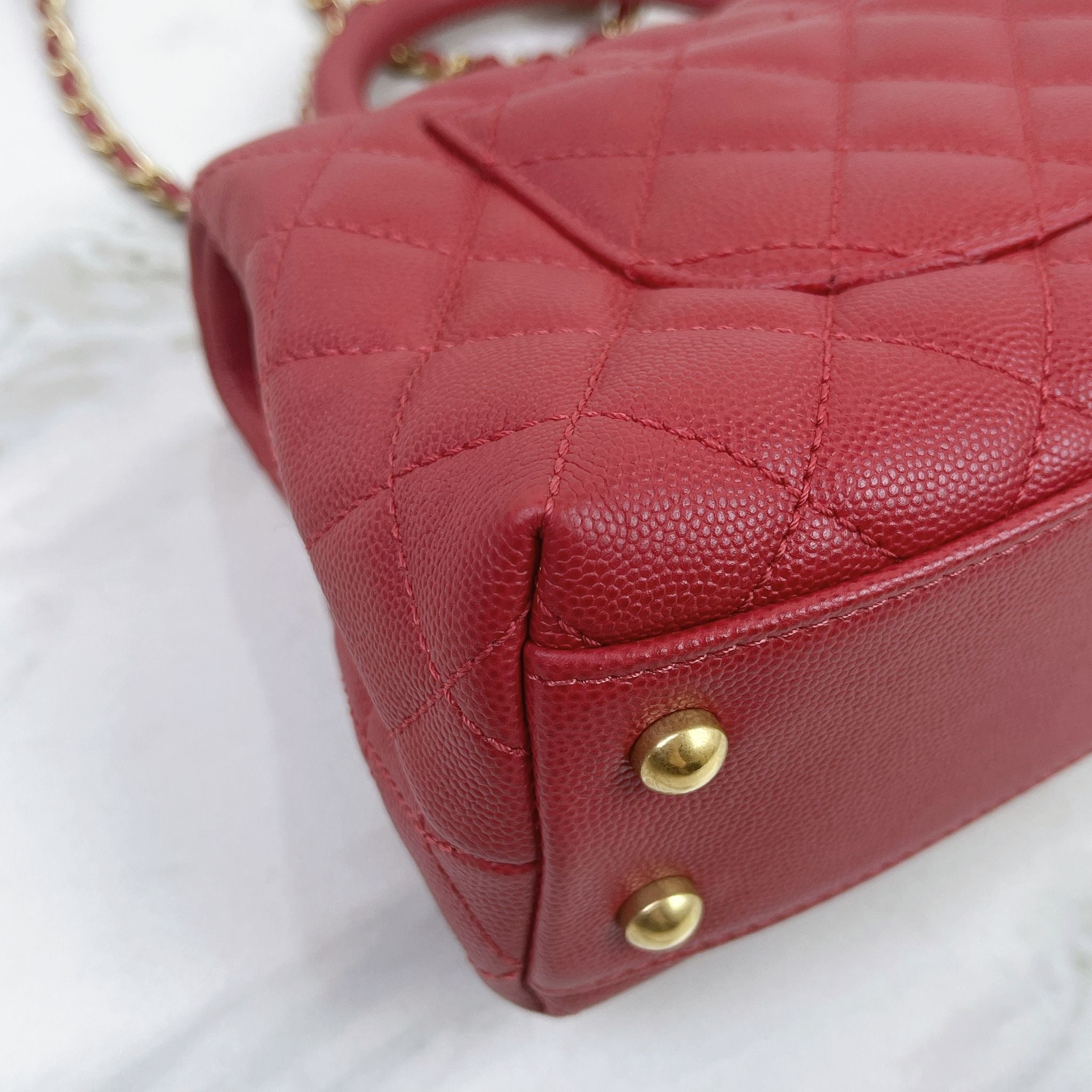 Chanel Coco Handle Small Red Caviar Gold-tone Hardware