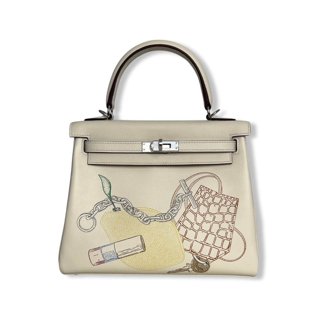 Hermes Kelly 25 Special Edition In and Out Retourne in Nata Swift Leather and Palladium Hardware