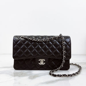 Chanel Classic Medium Black Caviar Silver-tone Hardware