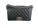 Load image into Gallery viewer, Chanel Leboy Small Quilted Black Caviar / Grained Calfskin, Ruthenium Hardware
