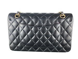 Chanel Timeless Classic Medium Double Flap Black Lambskin Gold Hardware