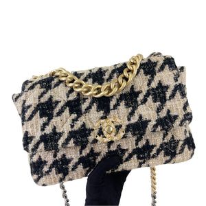 Chanel 19 Medium/Large 19K Beige Houndstooth