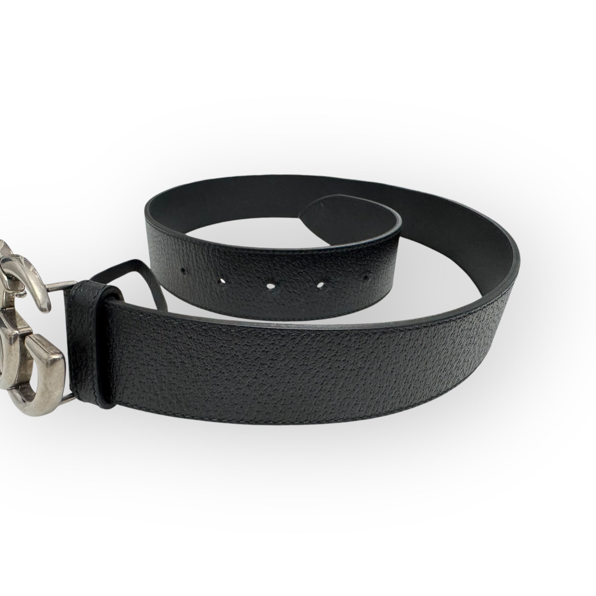 Gucci Marmont Belt, 40mm Wide, Size 32/80cm, Black Leather, Antique Palladium-Plated Hardware