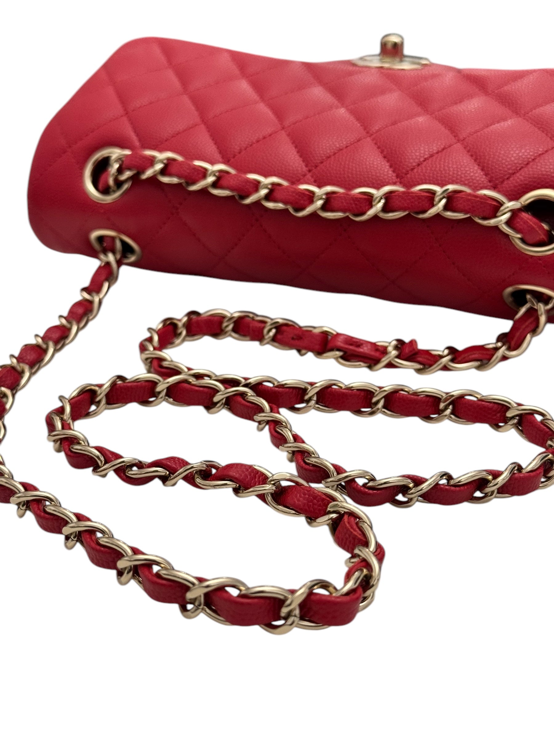 Chanel Timeless Classic Small 22P Red Caviar, Gold-tone Hardware