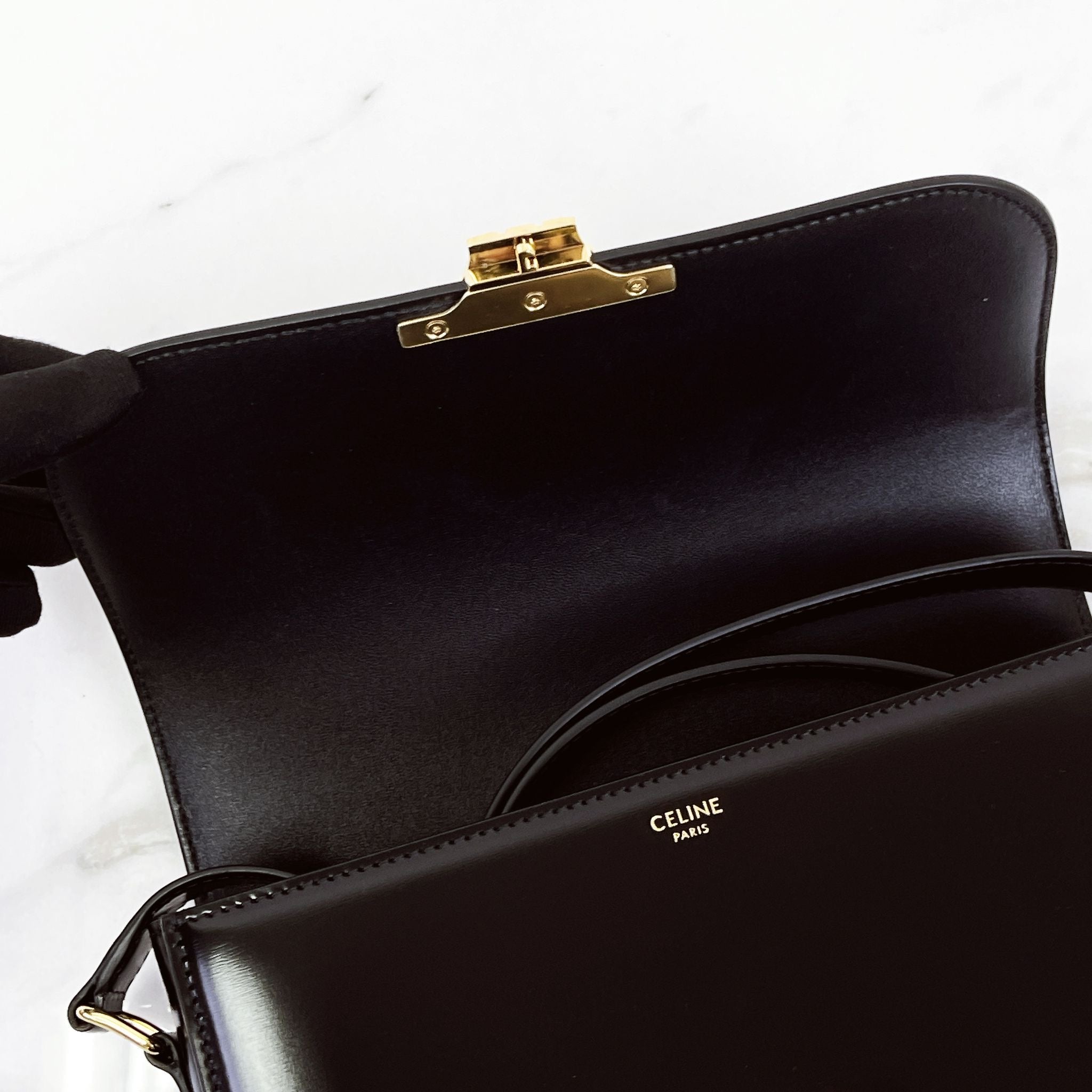 Celine Triomphe Classique Black Gold-tone Hardware