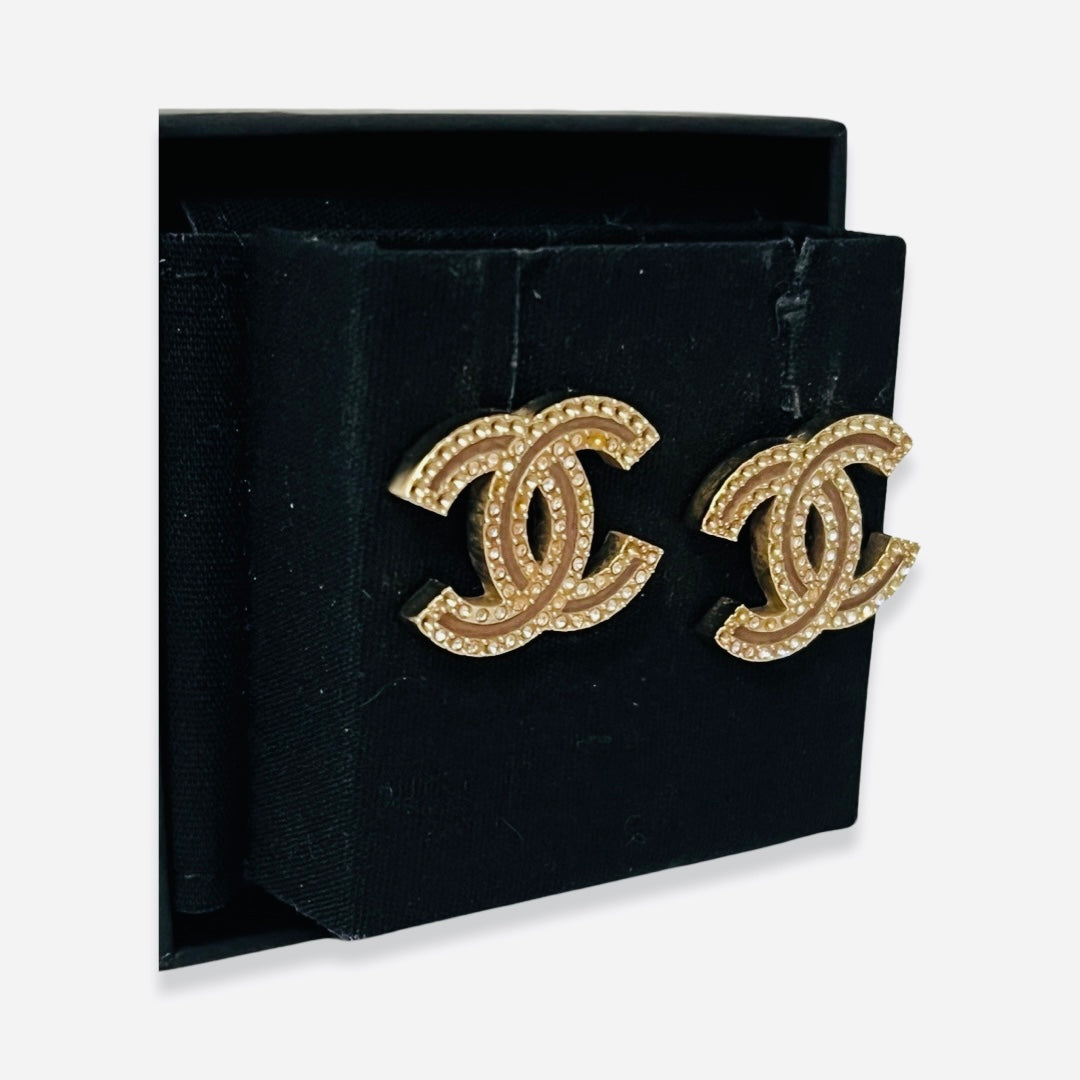 Chanel Large Gold Metal Earrings