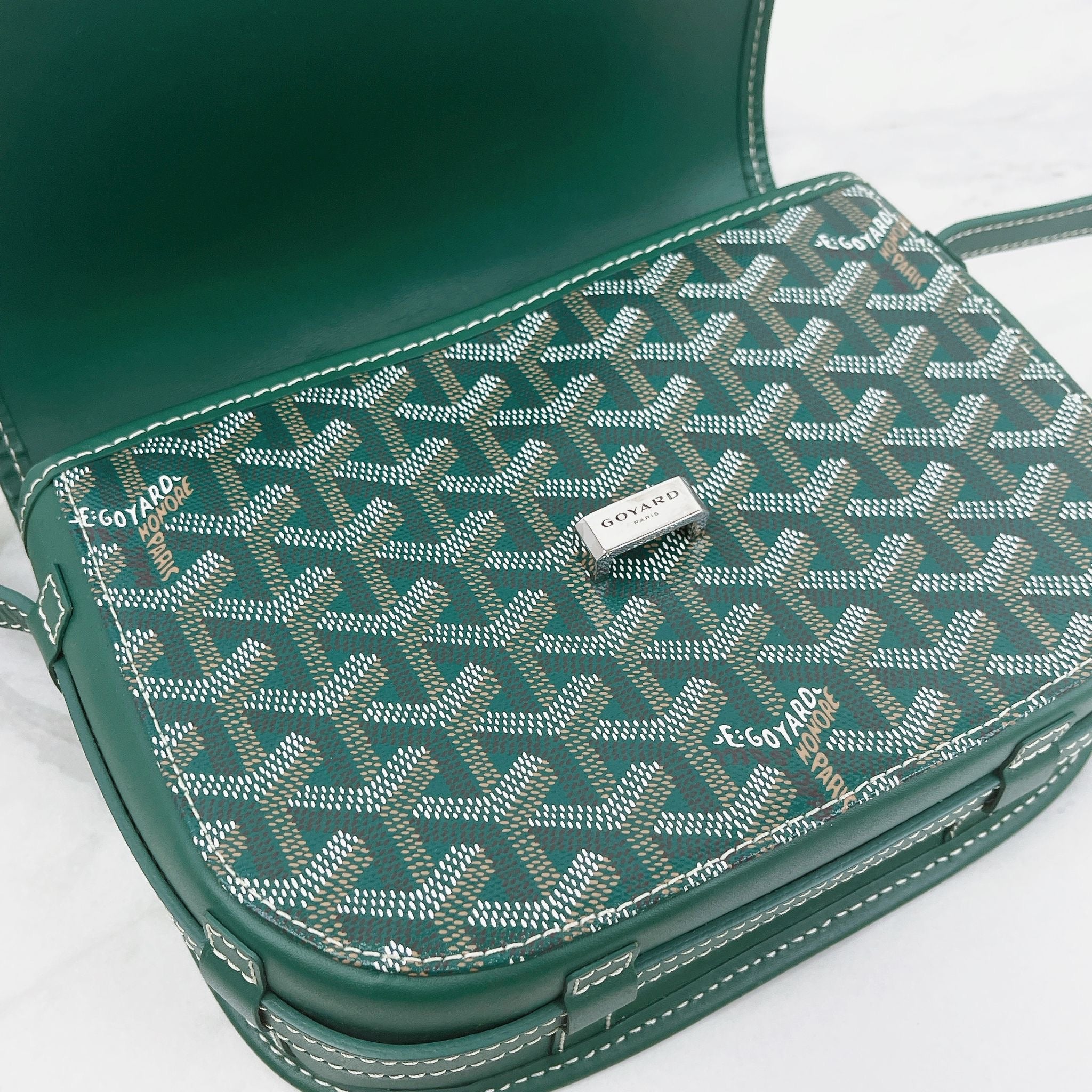 Goyard Belvedere PM Green Goyardine Canvass Palladium Hardware