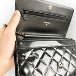 Load image into Gallery viewer, Chanel Classic Leboy Wallet on Chain, Black Diamond Quilted Patent Leather, Gold-tone Hardware
