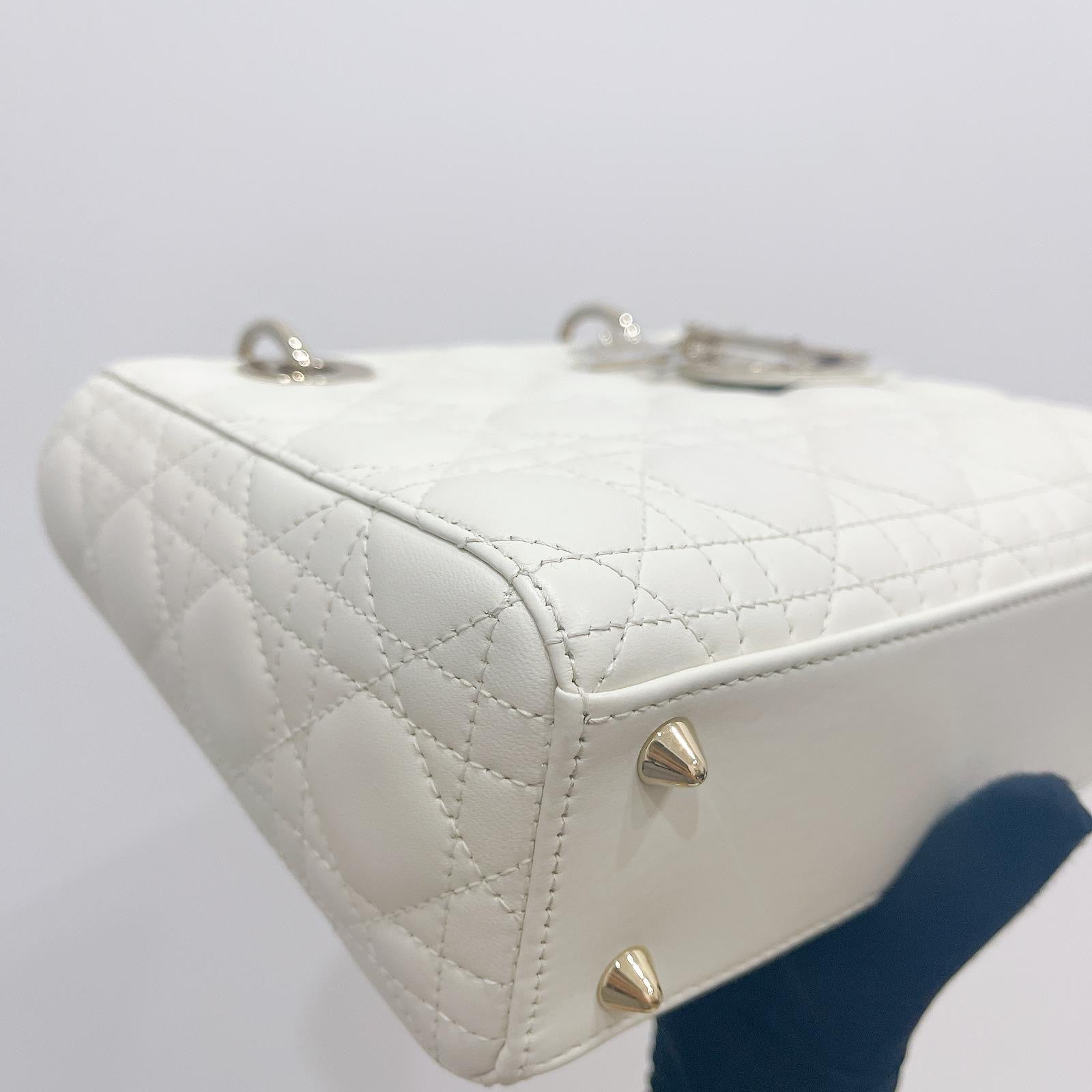 Christian Dior My Lady ABCDior Small White Lambskin Gold-tone Hardware