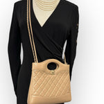 将图片加载到图库查看器，Chanel 31 Mini Shopping Tote Quilted Lambskin Milk Tea/Beige, Gold-Tone Hardware
