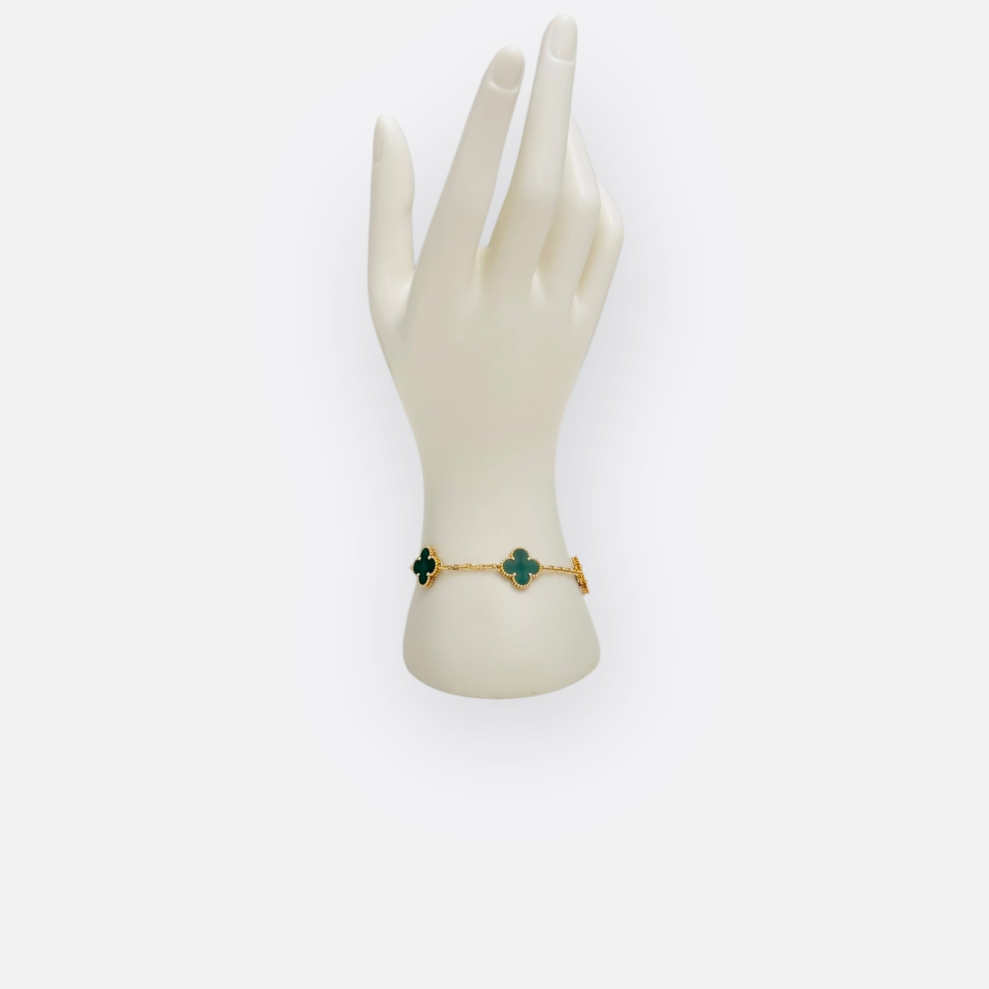 Van Cleef and Arpels Vintage Alhambra 5 Motifs Bracelet, Malachite, 18kt Yellow Gold- VCA