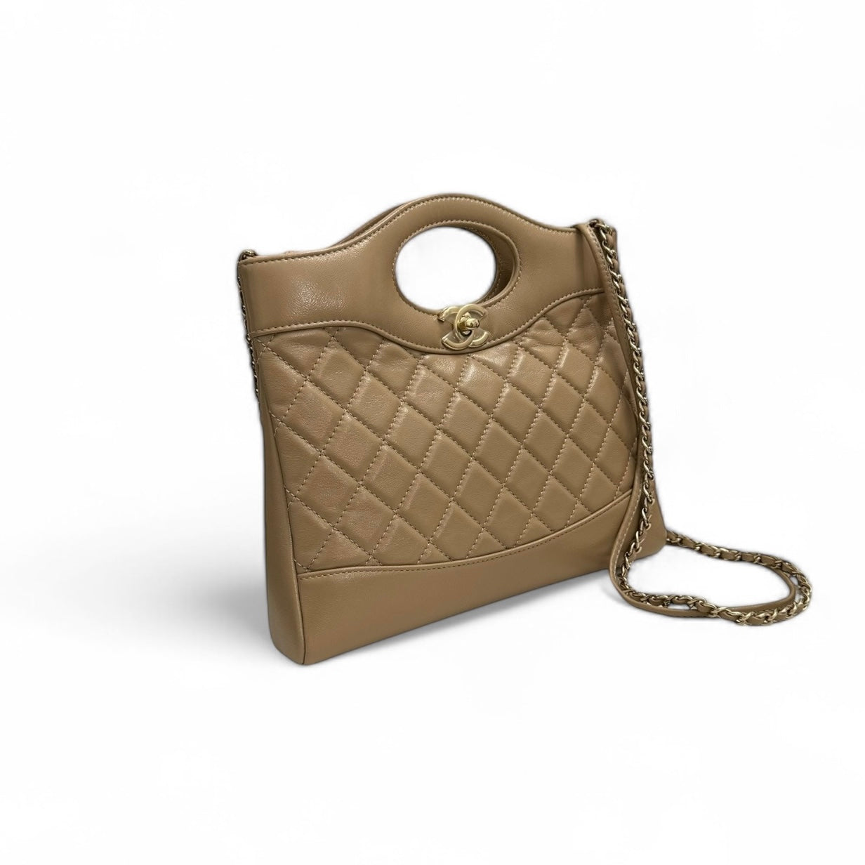 Chanel 31 Mini Shopping Tote Quilted Lambskin Milk Tea/Beige, Gold-Tone Hardware