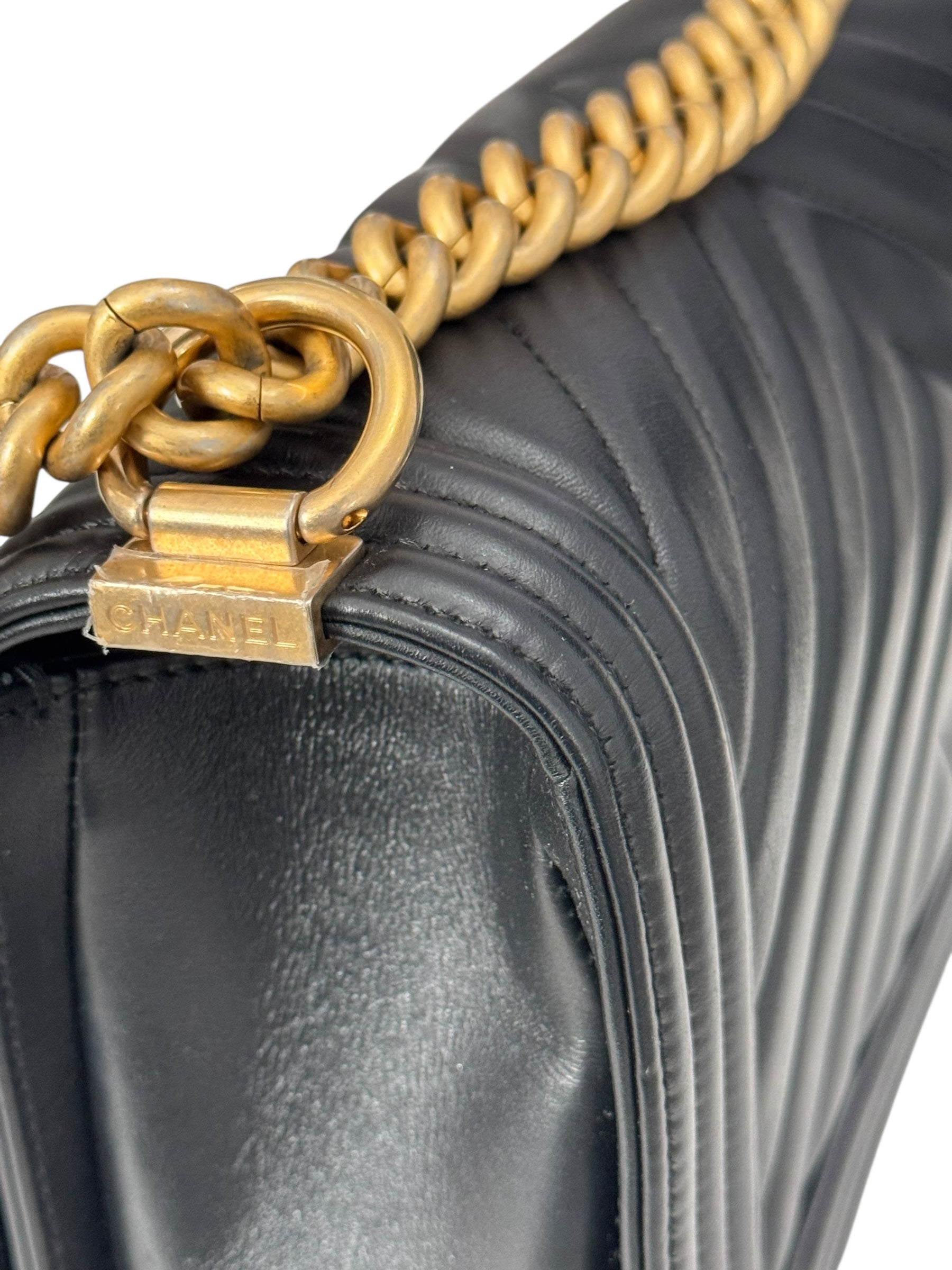 Chanel Leboy Old Medium Black Calfskin Gold-tone Hardware
