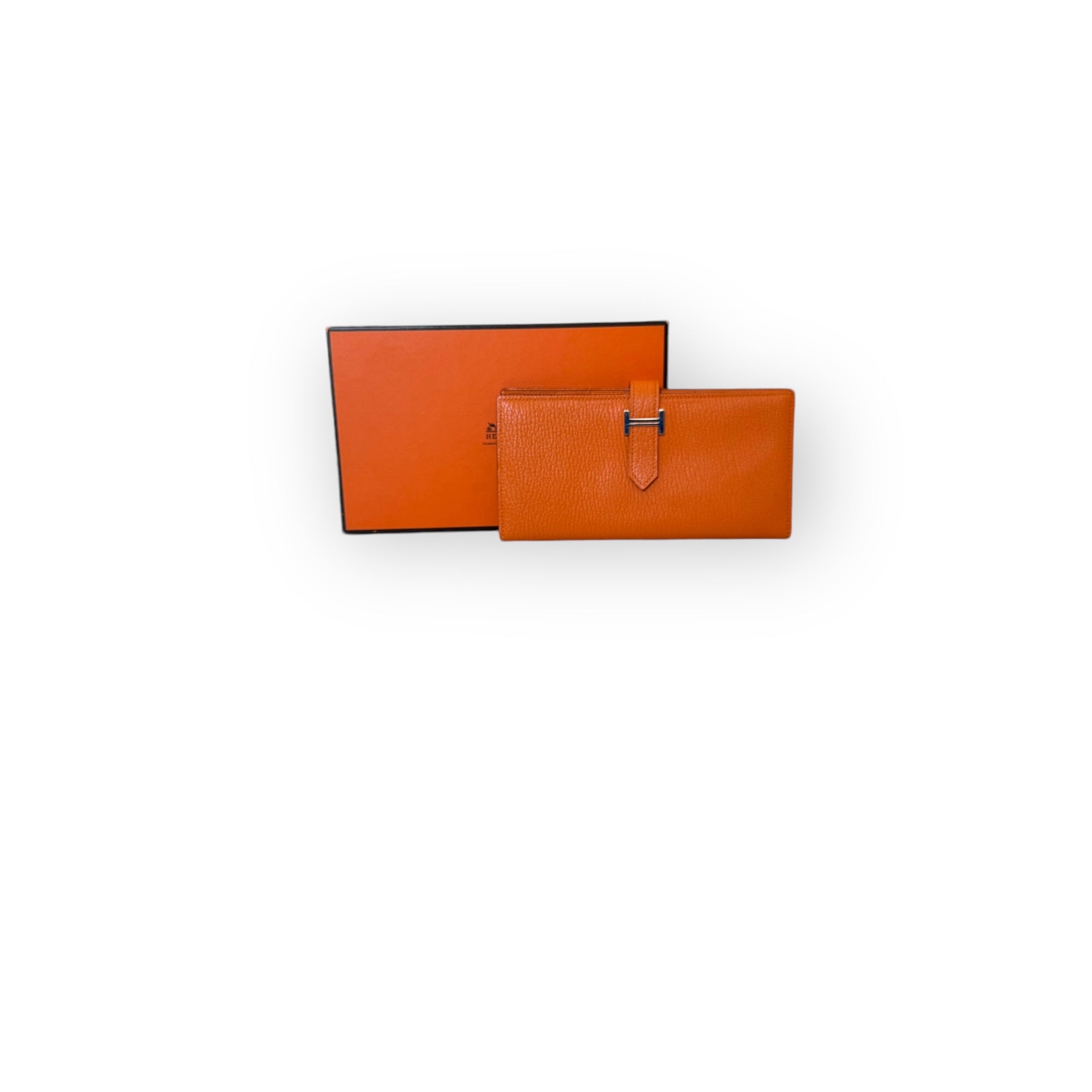 Hermes H Bearn Wallet Orange Chevre Mysore Palladium Hardware