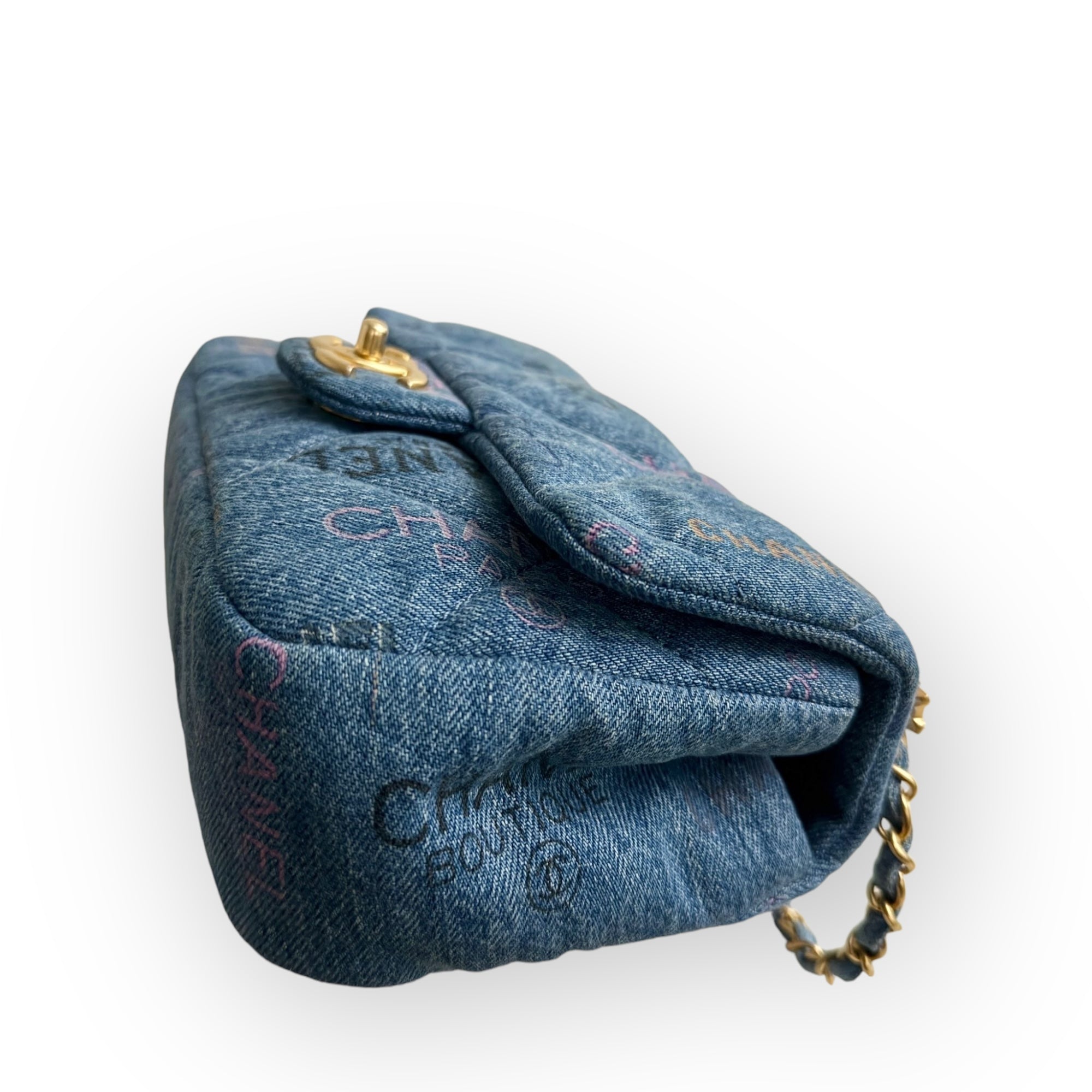 Chanel Classic Mini Rectangle 22P Blue Denim Mood, Gold-tone Hardware