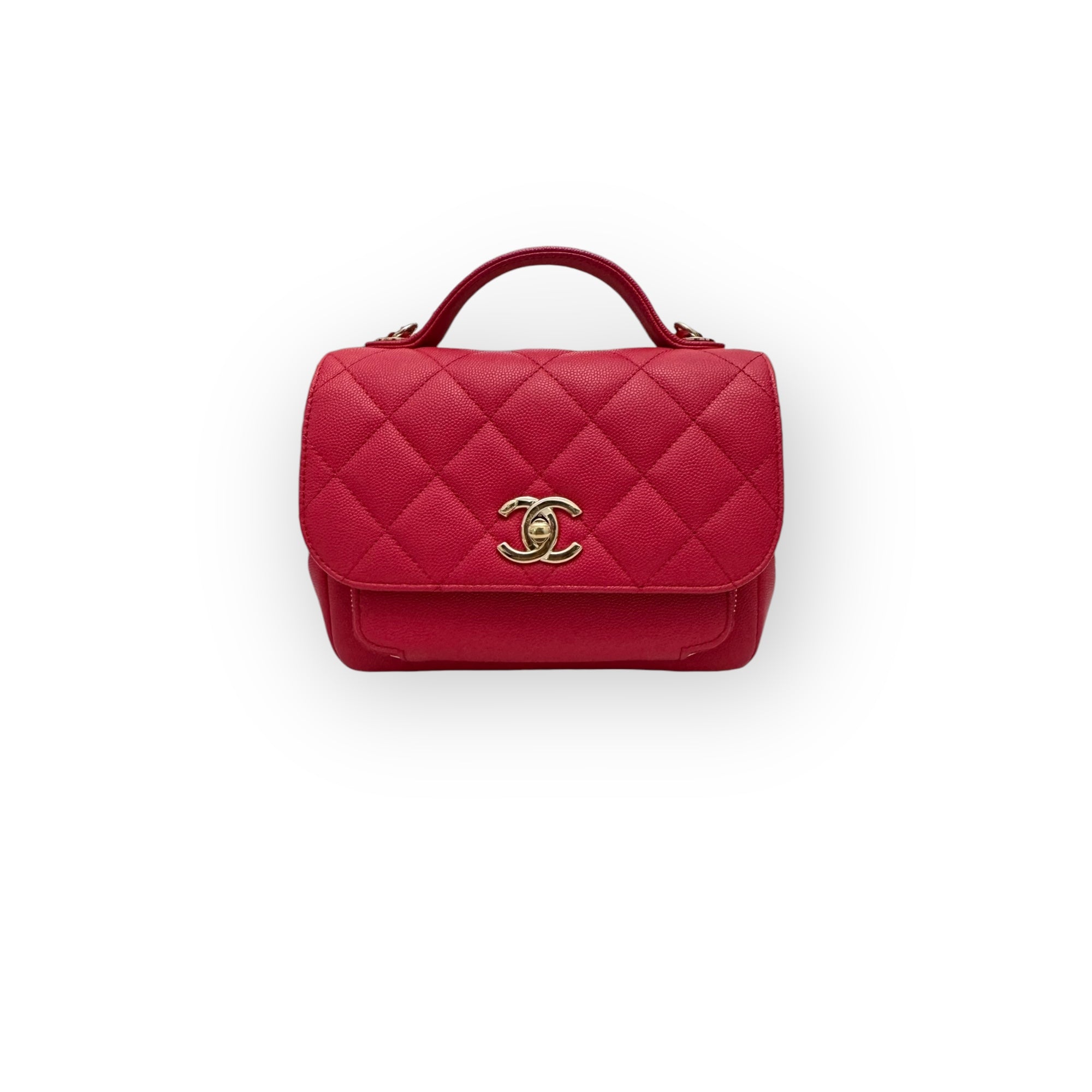 Chanel Business Affinity Small, Strawberry Red Grained Calfskin - Caviar, Gold-tone Hardware