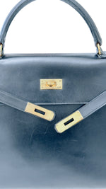 Load image into Gallery viewer, Hermes Kelly32 Sellier Vintage Black Box 24kt Plated-Gold Hardware
