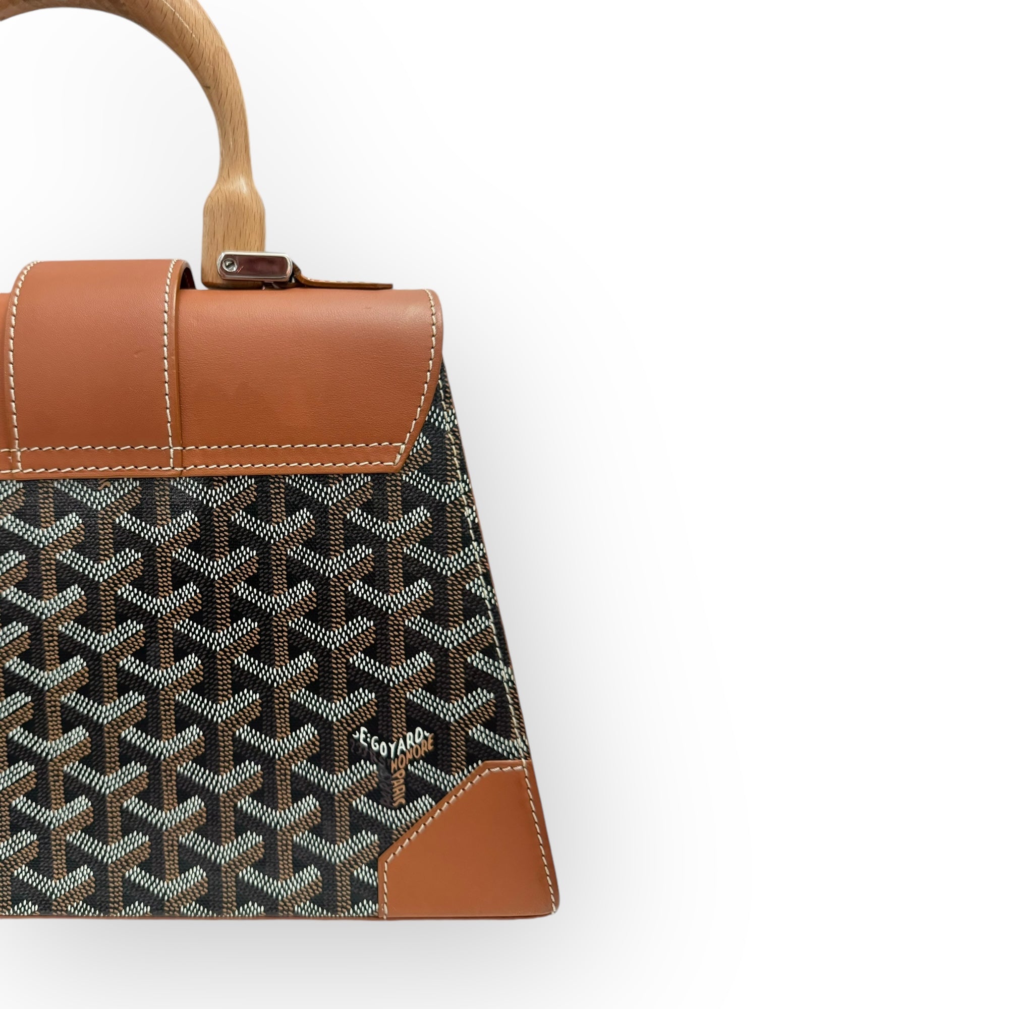 Goyard Saigon PM Tan/Black Gold-Tone Hardware